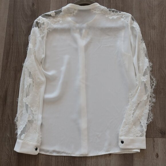 THE KOOPLES womens blouse white lace crepe button 0 romantic formal event girl - Picture 2 of 11